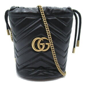 Gucci Bucket Chain Shoulder Bag Leather Black